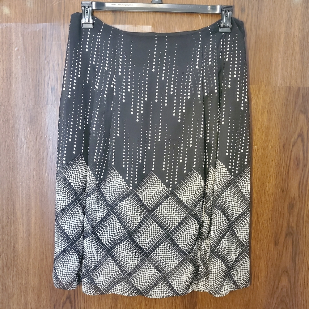East 5th Black and White Graphic Asymmetrical Skirt Sheer Zip Up